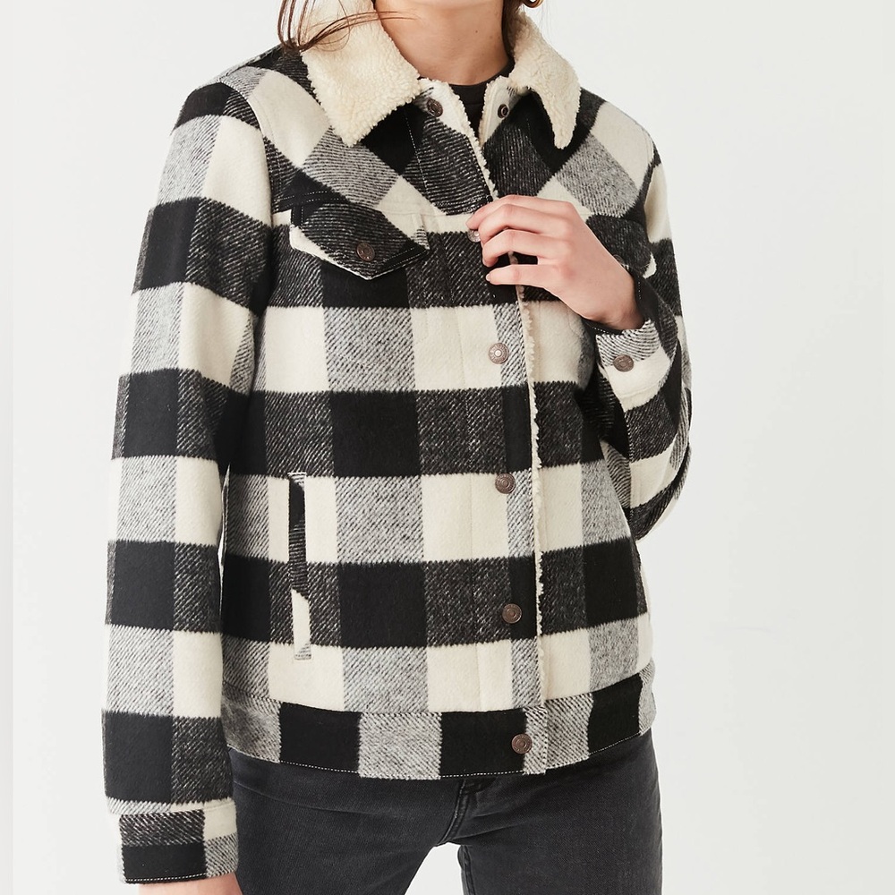 Levi's Black and White Checkered Teddy Jacket